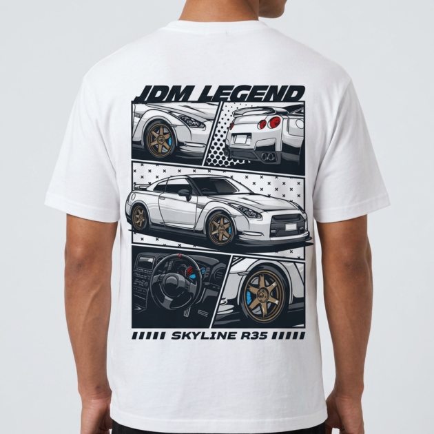 JDM Skyline R35 Print T-Shirt by Kahvira Clothing