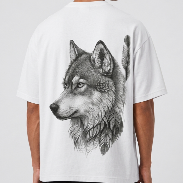 Lone Wolf Spirit Print T-Shirt by Kahvira Clothing