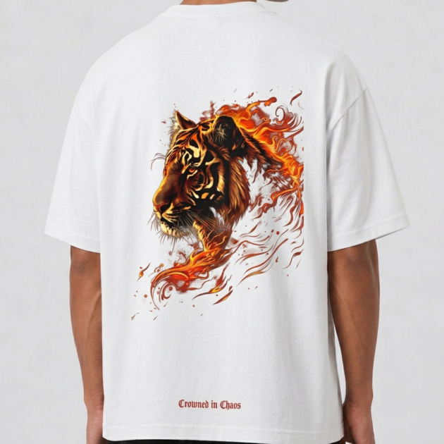 Real Fire Tiger 3D Print T-Shirt by Kahvira Clothing