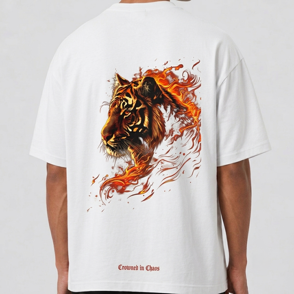 Real Fire Tiger 3D Print T-Shirt by Kahvira Clothing