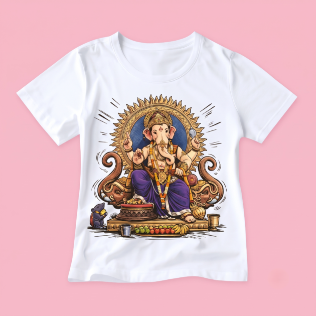 Ganesh Idol Print T-Shirt by Kahvira Clothing